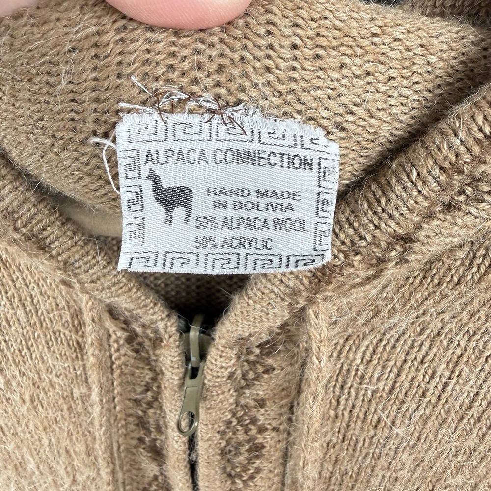 Alpaca Connection Alpaca Wool Full Zip Sweater Womens L Brown Vintage Aztec - Picture 6 of 8
